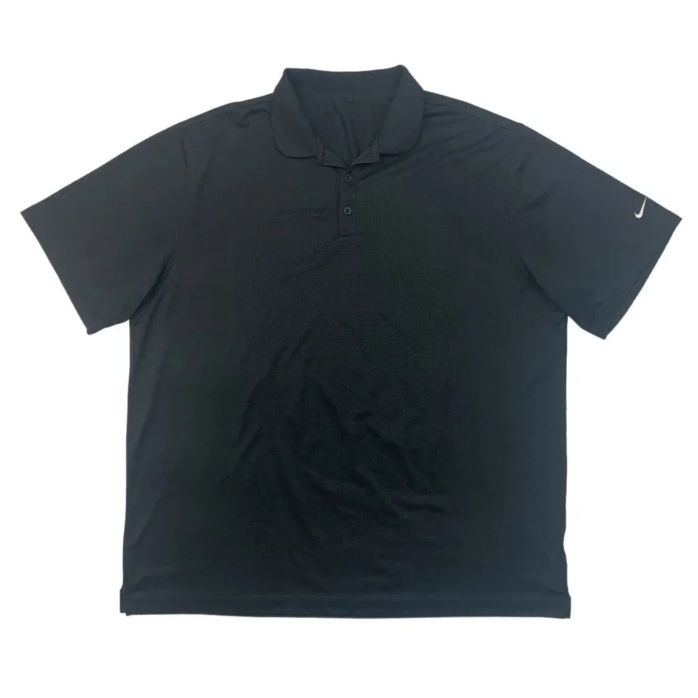 Nike Polo Shirt Mens 2XL XXL Black Short Sleeve Collared Golf Golfer Golfing